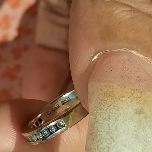 GENUINE SOLID 10K WHITE GOLD .35 CTTW "MOM" DIAMOND ๐ ANNIVERSARY BAND RING 6 - Picture 4 of 10